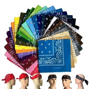 New Fashion Hip Hop Unisex Bandana Square Scarf Cotton Print Hair Band  Wrist Wraps Headbands Hair Scarves Sports Handkerchief