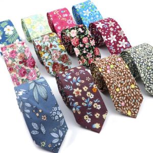 High Quality Cotton Floral Tie For Men Women Skinny Print Necktie For Wedding Casual Man's Neckties Classic Suits Flower Crav
