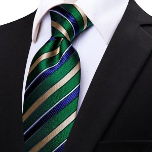 Silk Teal Green Stripe Christmas Tie for Men 8cm Formal Dress Business Suit Neckties for Wedding Party Male Casual Cravate