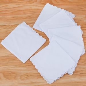 12 PCs Fashion Solid Square Cotton Pure White Handkerchief For Men The New Year Gift For Gentlmen