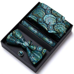 4PCS in gift box Men Bow Tie and Handkerchief Set Bowtie Slim Necktie Corbatas Hombre Pajaritas Cravate Homme Noeud Papillon Man