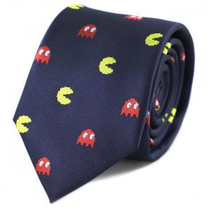 Microfiber Jacquard Game Theme Character Symbol Yellow And Red Ghost Tie Men Necktie Father's Day Birthday Tie Wedding Access