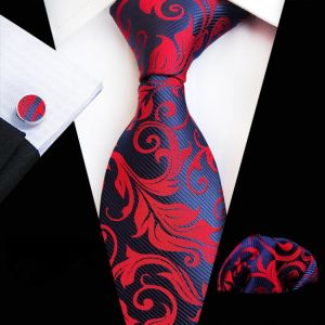 New Fashion Plain Floral Tie Men's 8cm Silk Necktie Set Blue Green Purple Yellow Gray Red Wedding Solid Tie Hanky Cufflinks S
