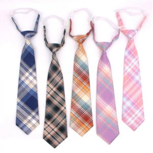 Skinny Ties For Men Women Casual Plaid Necktie Suits Boys Girls Ties Slim Men Necktie Gravatas Simple Lazy person Student Tie