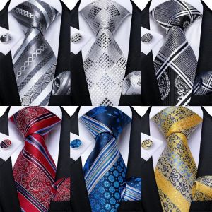 New Fashion Gray Striped Plaid Men's Ties 8cm Width Blue Red Business Wedding Neck Tie Pocket Square Party Cravat Gift DiBanG
