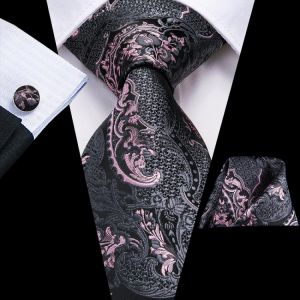 Hi-Tie Silk Men's Tie Set Hanky Cufflinks Set Ties For Men Luxury Paisley Gold Red Green Luxury Wedding Party Necktie