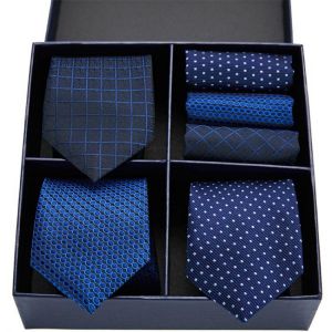 Gift box packing 100% Silk Ties For Men Novelty Hanky  Set 3 Styles  Men's Tie Formal Red Cravat for Wedding Business Necktie
