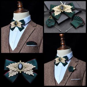 Men's Formal Wear Business Bow Tie Banquet Guest Host Wedding Groom Best Man Bowtie Pocket Towel Brooches Three-piece Set