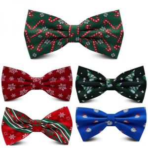 GUSLESON Double Fold Men's Christmas Bow ties Festival Theme Bowties Pre-Tied Neckwear Snow Tree Pattern Quality Novelty Bow 