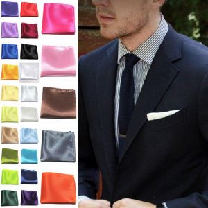 20*20cm Men Solid Square Silk Satin Handkerchief Pocket Hanky Wedding Formal Party Suit Hankies Pocket Towel
