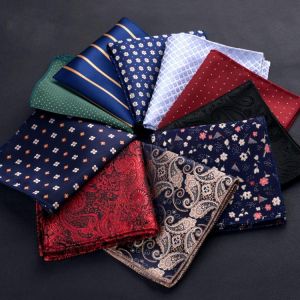 NEW Luxury Men's Handkerchief Polka Dot Striped Floral Printed Hankies Polyester Hanky Business Pocket Square Chest Towel23*2