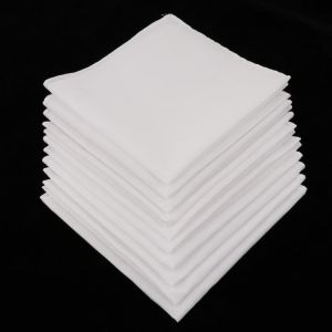 10pcs Mens White Handkerchiefs 100% Cotton Square Super Soft Washable Hanky Chest Towel Pocket Square 28 x 28cm