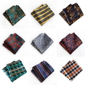 Paisley Handkerchief Man Green Pocket Square Men Blue Purple Striped Pocket Handkerchief Men's Silk Handkerchiefs Wedding A11