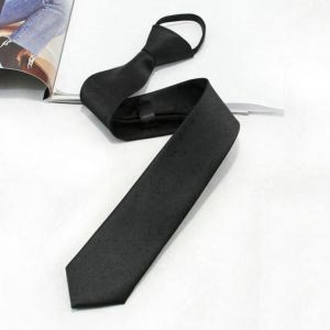 Black Clip On Men Tie Security Ties For Men Women Unisex Tie Clothing Necktie Funeral Doorman Steward Black Tie Matte Black G2E5