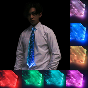 Fashion Light Up Men's Tie Business Shirt Wedding Party Gift Led Luminous Fiber Optic Flashing Rave Novelties Zipper Neck Tie