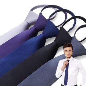 Men's Luxury Noble Necktie For Wedding Party Business Formal Suits Fashion Convenient Pre-tied Zipper Ties Narrow Necktie Gif