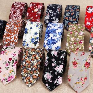 Classic Men's Flower Ties Handmade Cotton Tie For Men 6CM Narrow Floral Neckties Gift Wedding Party Casual Gravatas Paisley T