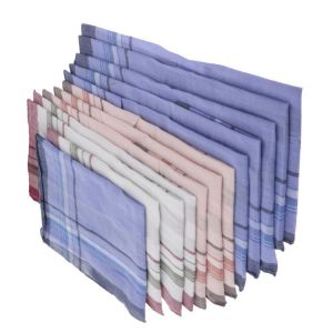 12pcs Plaid Pattern Cotton Handkerchiefs Soft Square Pocket Towel for Men 36 x 37cm
