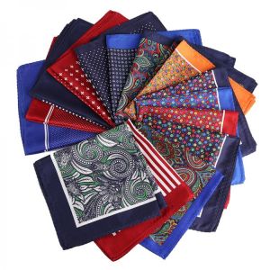 Tailor Smith Men's Handkerchief Floral Anchor Checked Polka Dot Printed Hankies Polyester Hanky Business Pocket Square 33x33 