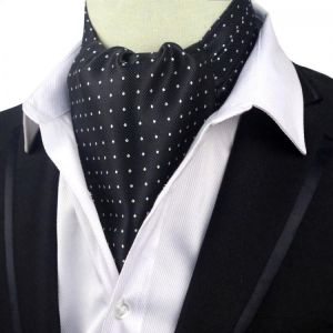 YISHLINE Men's Red Purple Black Polka Dots Fashion Formal Silk Cravat Ascot Tie Gentleman Self Tied  Polyester Silk Neck Tie