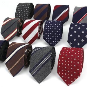Men's Tie Narrow Cotton Striped Necktie Male 8cm Formal Wear Business Casual Professional Work Check Father's Gift Neck 