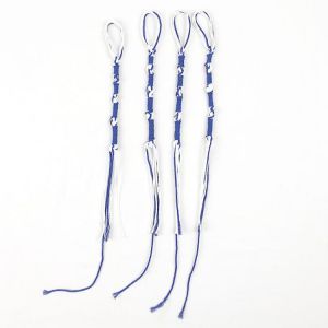 Judaism Tzitzits Set of Four White with Blue Thread - Tassels (with Longer Blue Messiah Thread) Royal Blue Tzitzit