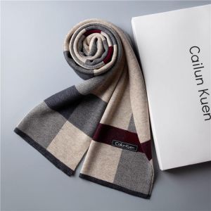 2021 new men's wool scarf men's plaid long fashion warm knitted scarf winter high-end leisure