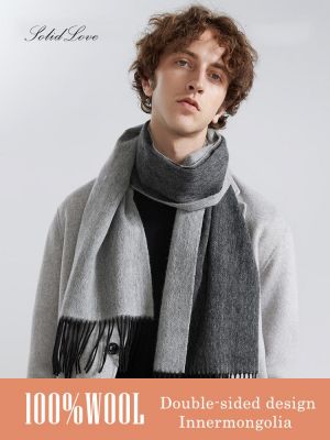 2021  Wool Scarf men Plaid Double sided Scarves Warm Winter Men Scarf Houndstooth Comfortable Winter Scarves Man Mongolia Lamboo