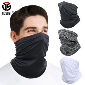 Tube Silk Scarf Black Half Face Mask Cool Tactical Bandana Elastic Soft Cycling Hiking Army Neck Cover Gaiter Headband Men Women