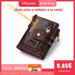Free Engraving 100% Genuine Leather Men Wallet Coin Purse Small Mini Card Holder Chain PORTFOLIO Portomonee Male Walet Pocket
