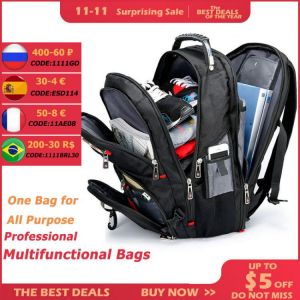 Crossten Durable 17 Inch Laptop Backpack,45L Travel Bag,College Bookbag,USB Charging Port,Water Resistant,Swiss-Multifunctional