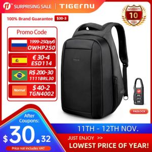 Tigernu Hidden Anti theft Zipper 15.6 inch Men School Laptop Backpacks Water Repellent Travel 20L Multi USB Charger Male Mochila