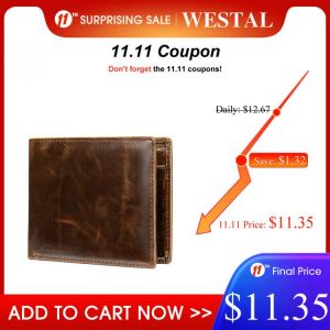 WESTAL Men's Wallet Luxury Purse For Men Designer Wallet Rfid Engraving Men's Purse Credit Card Holder Wallet For Men Mo