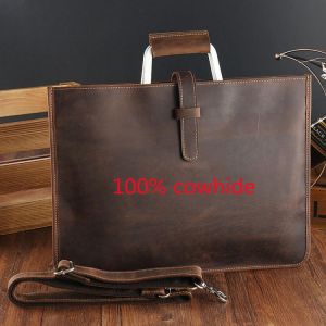 Crazy Horse Leather Men's Retro Business Briefcase Top Layer Cowhide Men's And Women's Single-Shoulder Messenger Do