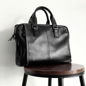 2021 New Natural Cowskin 100% Genuine Leather Men's Briefcase Fashion Large Capacity Business bag Black Male Shoulder Laptop 
