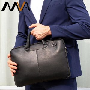 MVA Bag Men Leather Briefcase Male Business Genuine Leather Laptop Bags Office Man Handbags For Documents Portfolio Bag      392