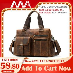 MVA Genuine Leather Men's Briefcase Messenger Bag Men's Leather Laptop Bag For men Office Bags For Men Briefcase Handbag