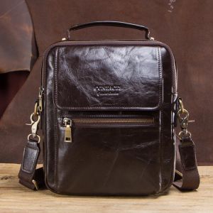 Small Mens Messenger Briefcase Man Bag Genuine Leather For Men Shoulder Bags Male Crossbody Bags For 9.7" Ipad Bandolera Homb