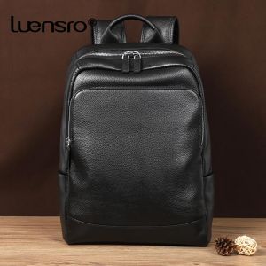 2021 New Natural Cowskin 100% Genuine Leather Men's Backpack Fashion Large Capacity Shoolbag For Boy Leather Laptop Backpack 
