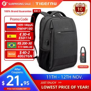 Tigernu Anti theft 15.6" Laptop Backpack Men 27L Large Capacity Waterproof Travel Backpack Bag Business Men Backpack School B