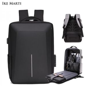 IKE MARTI Anti Theft Backpack Men 15.6 Inch Laptop Backpack Notebook USB Travel Bag School Multifunctional Rucksack Bag For Male