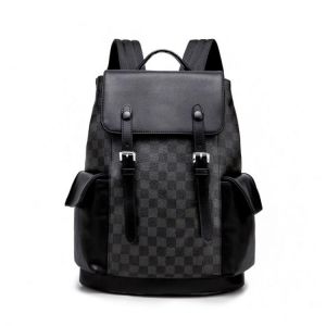 Weysfor Vogue New Leather Backpack Female Male Travel Backpack Laptop Large Capacity Designer Bagpack Black Plaid Mochila Hombre