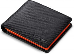 TEEHON 2021 New Carbon Fiber Leather Men Fashion Trifold Wallet RFID Coin Pockets Purse Small Mini Card Holder Mens Wallet Gift