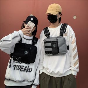 Black Tactical Bags Men And Women Oxford Cloth Chest Rig Bag Hip Hop Streetwear Functional Chest Bag Handbag New Waist Pack