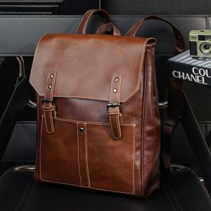 Men's Fashionable Travel Backpacks Black Notebooks School Girl Boy Vip Teenagers Tactical Laptop Backpack Male Retro Leather 