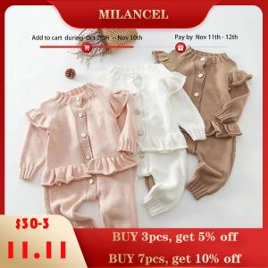 MILANCEL 2021 Autumn New Baby Clothes Knitting Romper Lace Jumpsuit Girls Outfits Korean Newborn Overalls Baby Girls Clothes