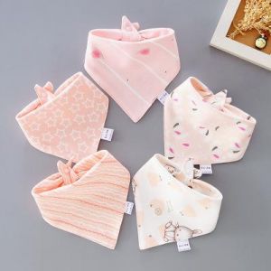Baby Bibs Triangle Double Cotton Bibs 5 pieces/lot Cartoon Print Saliva Towel Baby Boys Girls Feeding Apron Cotton Bandana Bibs