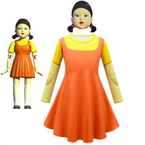 Squid Game child Costume Doll 123 Korean Funny Cartoon Squid Game 123 Character dress for girls  Halloween Christmas Kids Gifts