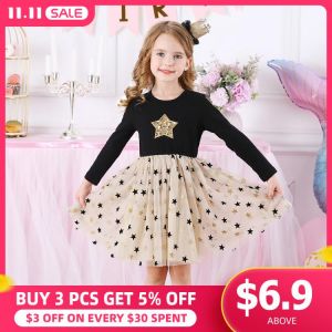 Kids Autumn Winter Dresses for Girls Star Sequins Princess Dress Girl Long Sleeve Party Vestidos Girls Dress Children Clothing