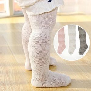Spring Summer Mesh Thin Infant Baby Pantyhose Kids Girls Princess Tights Cute Bow Children Stockings White Soft Cotton Hosiery